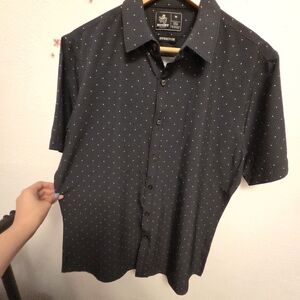 RUGBY UNIVERSITY Men's Black Stretch Casual Button Down